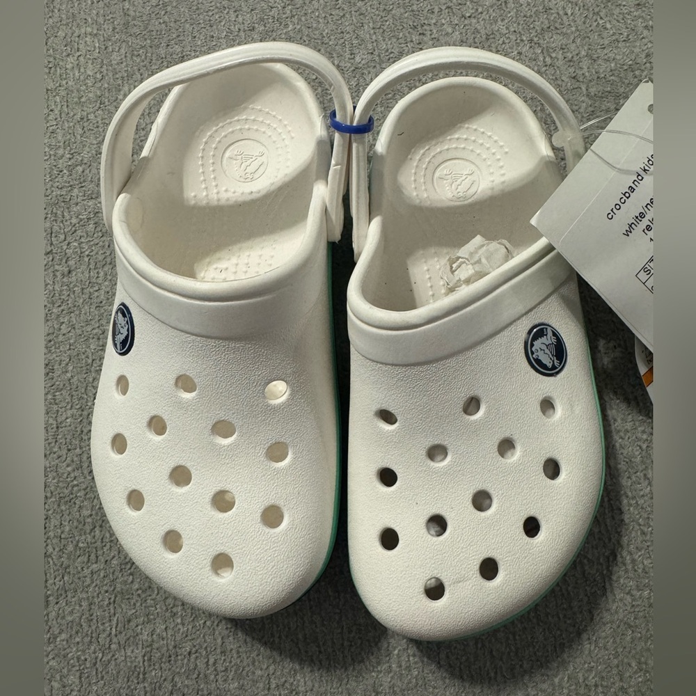 Crocs NWOT Crocs 10998 Toddler Crocband Iconic Comfort Clogs White / Mint C10/11